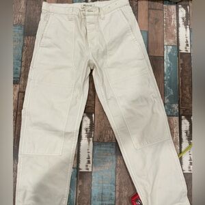 Madewell cream denim w 31 l 30 carpenter style button fly relaxed straight jeans